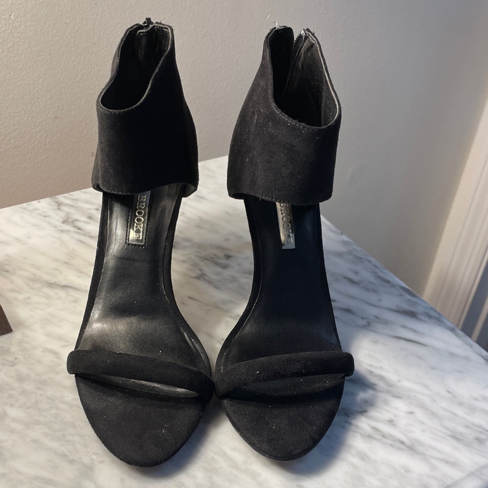 Audrey Brooke Black Suede Heels